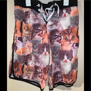 Cat Pattern Swim Trunks